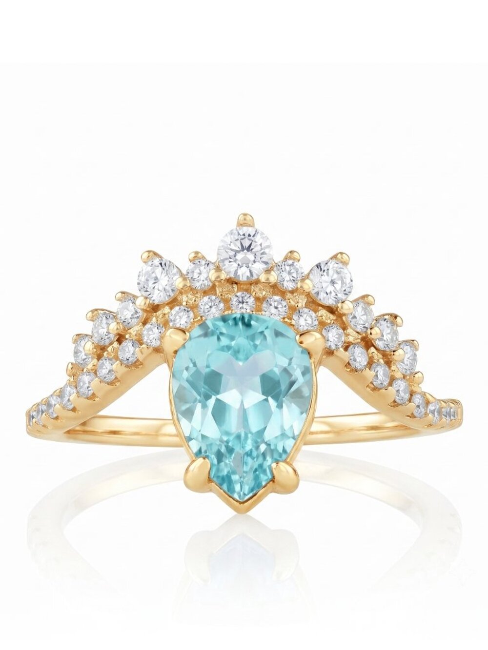Blue and Teal tourmaline Pear Gemstone ring, 925 Sterling Silver Charmed Aroma